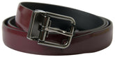 Dolce & Gabbana Bordeaux Leather Silver Metal Buckle Belt -   -  Dolce & Gabbana.